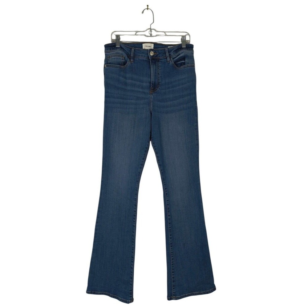 Frame Le Mini Boot Jeans Women’s 30 Blue Denim Mid Rise Stretch LMB865 Bootcut